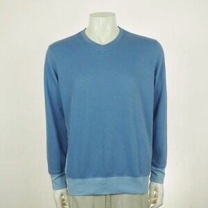 Dunning Golf Pullover Sweater Mens Large Heather Blue V-Neck Performance Blend